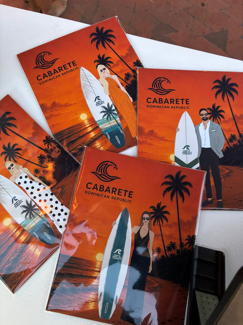 Collection of personalized fashion illustrations created by Gavi Leveaux for a Cabarete, Dominican Republic destination brand activation.